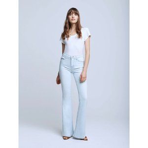 L'AGENCE Bell High Rise Flare Jeans Bleach Down Blue Revolve 23 NWT $275